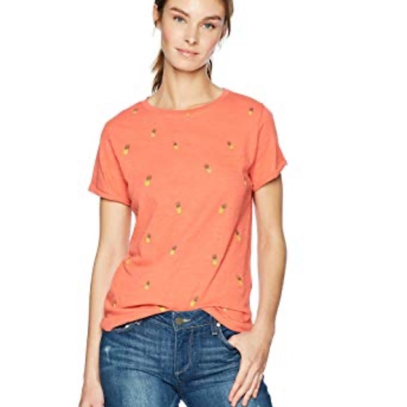 Lucky Brand Orange Pineapple Cotton T Shirt - Picture 1 of 4